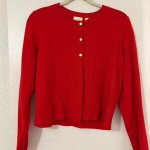 Cyrus Dainty Red Sweater with Gold Buttons